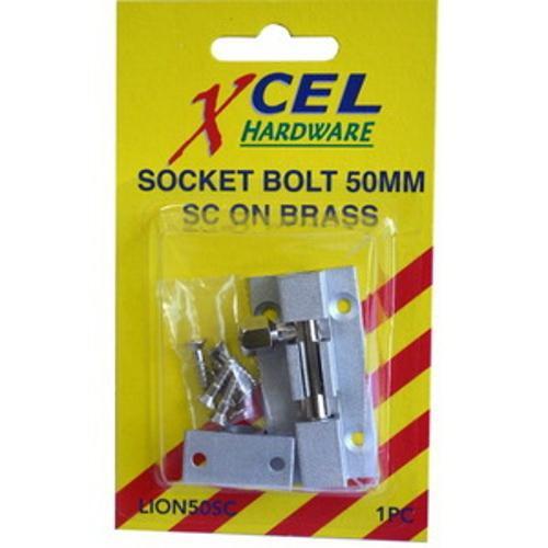 Socket Bolt 100mm Brass Satin Chrome Carded - Xcel