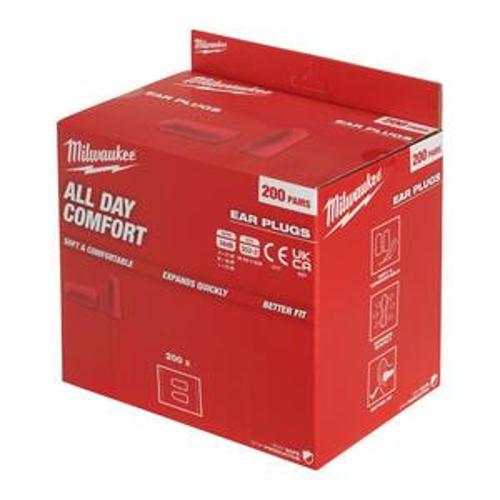 200Pk Tapered Uncorded Earplugs 200 Pack Dispenser Box - Milwaukee