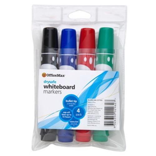 Office Max Whiteboard Marker Assorted Colours Bullet Tip 4Pk - OfficeMax