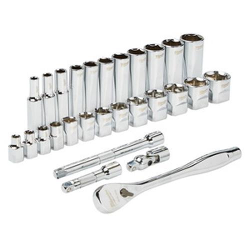 Ratchet And Socket Set 3/8 Inch Drive 28 Piece - SAE 48229408 - Milwaukee