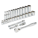 Ratchet And Socket Set 3/8 Inch Drive 28 Piece - SAE 48229408 - Milwaukee