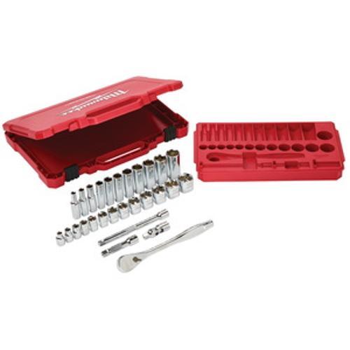 Ratchet And Socket Set 3/8 Inch Drive 28 Piece - SAE 48229408 - Milwaukee