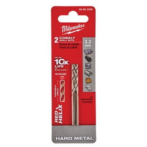 Red Helix Cobalt Drill Bit 3.2 x - Milwaukee 65mm 2 Pack