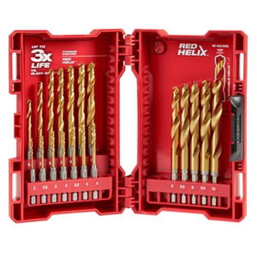 SHOCKWAVE Red Helix Titanium Drill Bit Kit 19 Piece Kit - Milwaukee
