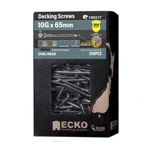 Decking Screw Oval Head Stainless Steel T304 T17 - Ecko 10G 65mm 250 Pack