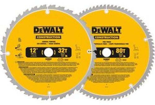 80T and 32T Crosscut Saw Blade - DeWalt 12 Inch 2 Pack