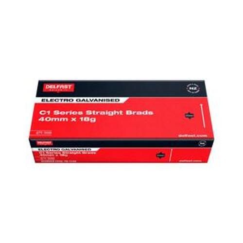 Gasless Straight Brad - Delfast 40mm 18 Gauge Galvanised 5000 Box FB-C140