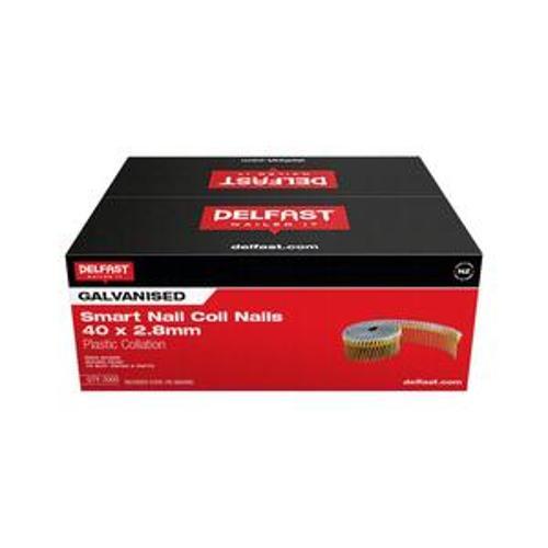 SmartNail Gasless Coil Nail - Delfast 40mm Ring Galvanised 3000 Box FN-SN40RG