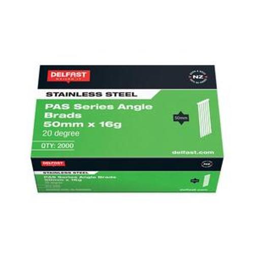 Gasless Angle Brad 50mm 16G Stainless Steel 2000 Box FB-PAS50ASS - Delfast