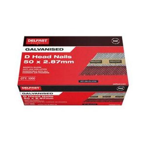 Gasless D-Head Nail - Delfast 50mm Galvanised 1000 Box FN-JDN50G-1000
