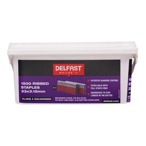 Ribbed Batten Staples Galvanised Fuel 33 x - Delfast 3.15mm 1500 Box
