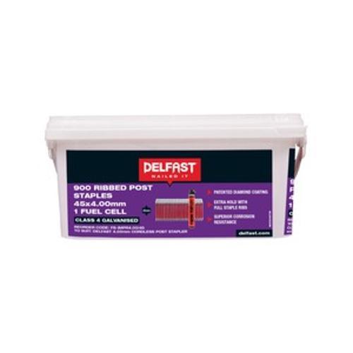 Ribbed Post Staples Galvanised 45 x - Delfast 4.0mm 800 Box FS-IMPR4.00/45