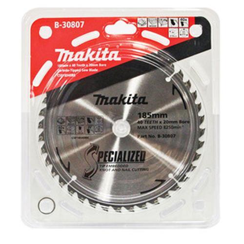 185 x 20mm 40T Tip Embedded Circular Saw Blade Tungsten Carbide B-30807 - Makita