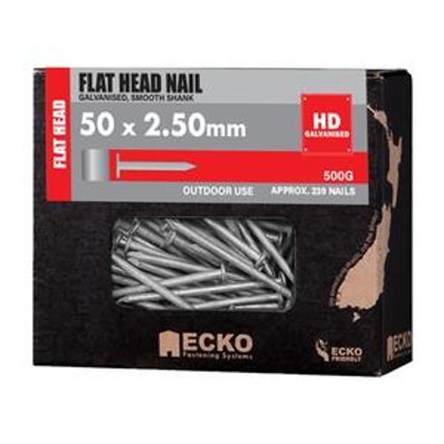 Nail Galvanised Flat Head Smooth 50 x - Ecko 2.50mm 500g