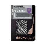 Nail Stainless Steel T316 Jolt Head Annular Grooved 75 x - Ecko 3.15mm 2kg