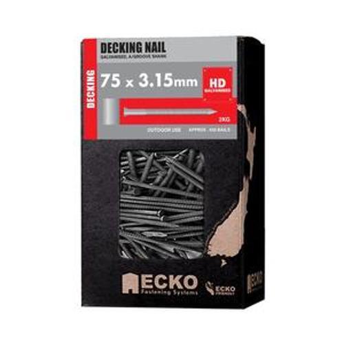 Decking Nail Galvanised Annular Grooved - Ecko 75mm x 3.15mm 2kg