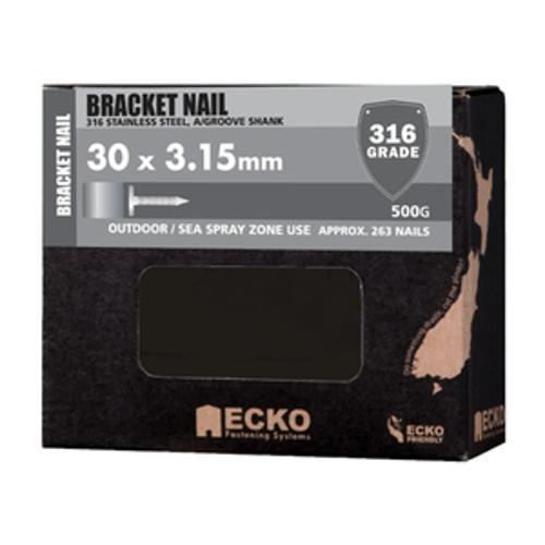 Nail Stainless Steel T316 Bracket Annular Grooved 30 x - Ecko 3.15mm 500g