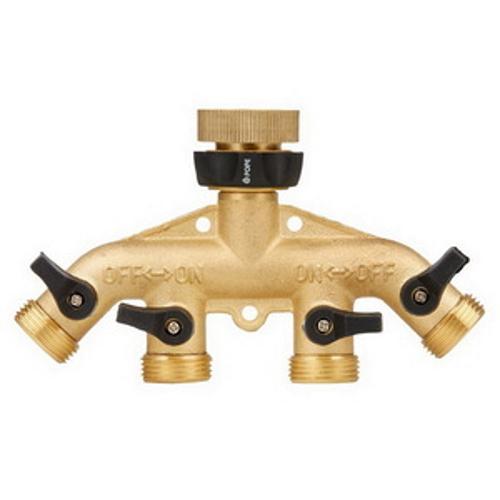 Brass Comfort Grip 4 Way Tap Threaded - Pope 12mm Connection