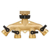 Brass Comfort Grip 4 Way Tap Threaded - Pope 12mm Connection