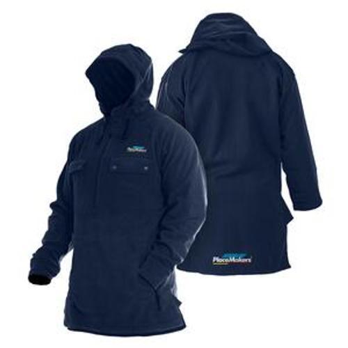 Hooded Fleece Bush Shirt Small Blue
