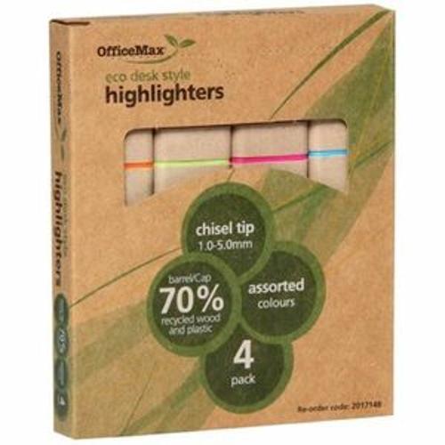 Highlighter Eco Chisel Tip Assorted 4 Pack - OfficeMax