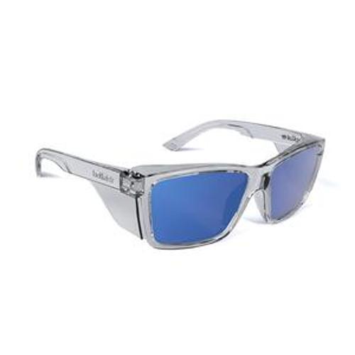 STKS 420 Safety Spec Cobalt Mirror Polarised Lens AS Crystal Clear Frame