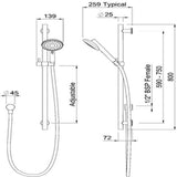 VJet Turoa Rail Shower Brushed Gunmetal Black TUSRGM - Methven