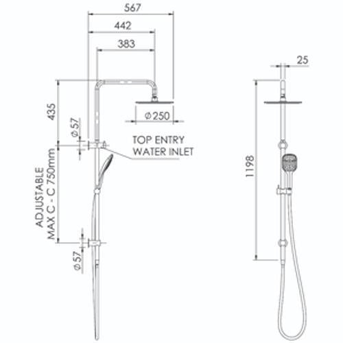 Sol Rain Column Chrome ADS-SRSCC - Adesso