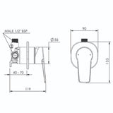 Sol Fusion Plus Shower Mixer Brushed Nickel ADS-SFSPCSMBN - Adesso