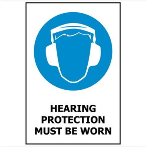 PVC Sign Hearing Protection Must Be Worn 240 x - Safety Genius 340mm