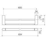 Luna Double Towel Rail Brushed Nickel - Caroma 630mm 99614BN