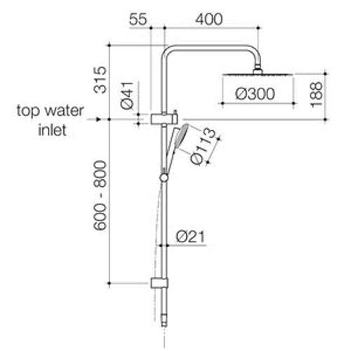 Urbane II Rail Shower with - Caroma 300mm Overhead Brushed Brass 99630BB3A
