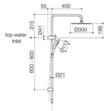 Urbane II Rail Shower with Overhead - Caroma 300mm Chrome