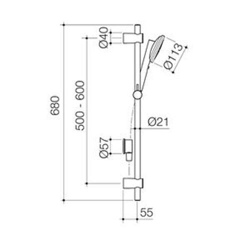 Urbane II Rail Shower Brushed Brass 99631BB4E - Caroma