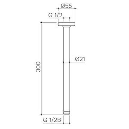 Urbane II 300mm Ceiling Shower Arm Brushed Nickel 99639BN - Caroma