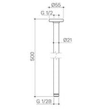 Urbane II 500mm Ceiling Shower Arm Brushed Nickel 99640BN - Caroma