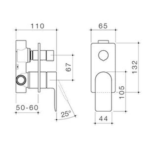 Urbane II Bath/Shower Mixer With Diverter Rectangular Cover Plate Chrome 99657C