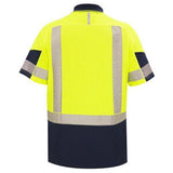 Polo Day/Night Lightweight 150GSM Quick-Dri Cotton Backed Yellow/Navy Small