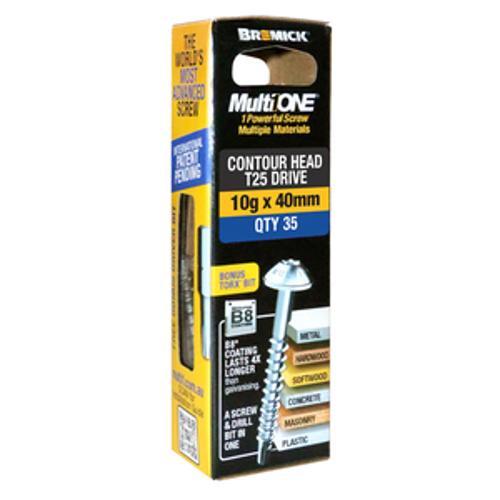MultiONE Screw 10g x 40mm Contour Head B8 Coating 35 Pack - Bremick