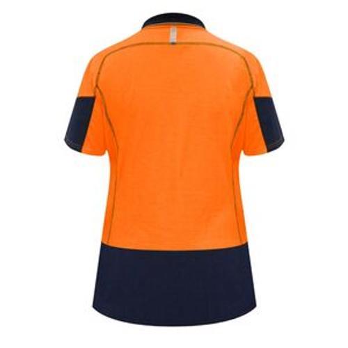 Polo Shirt Womens Short Sleeve Day Only Orange/Navy Size 24 - Bison