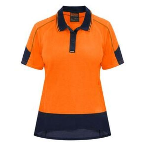Polo Shirt Womens Short Sleeve Day Only Orange/Navy Size 8 - Bison
