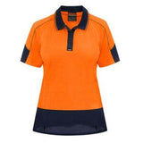 Polo Shirt Womens Short Sleeve Day Only Orange/Navy Size 8 - Bison
