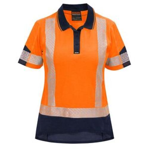 Polo Shirt Womens Short Sleeve Day/Night Orange/Navy Size 10 - Bison