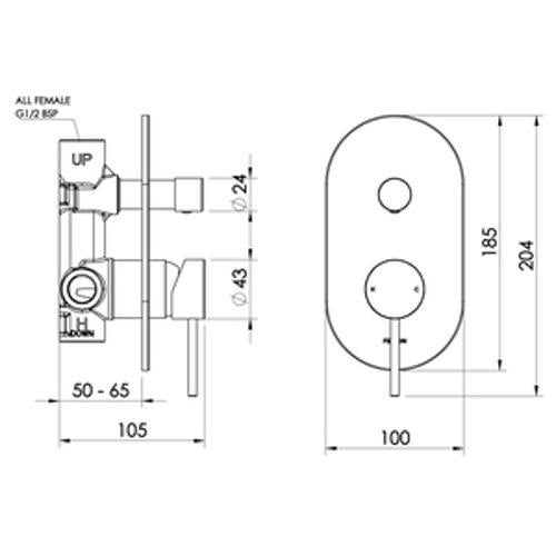 Linea Mains Pressure Diverter Mixer Chrome - Felton