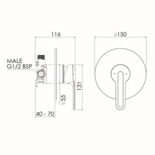 Slique Fusion Plus Shower Mixer 150mm Chrome