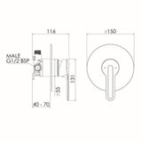 Slique Fusion Plus Shower Mixer 150mm Chrome