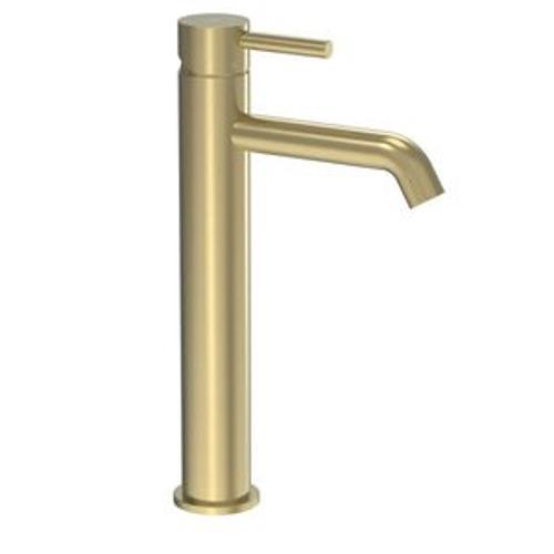 Tube Vessel Basin Mixer Brushed Brass