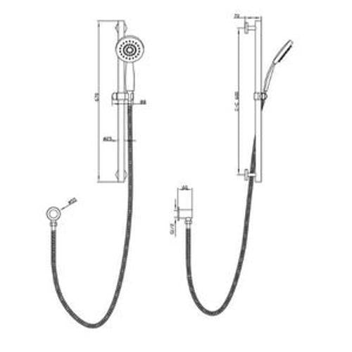 Slide Shower With 3 Function Handshower Matte Black - Pioneer