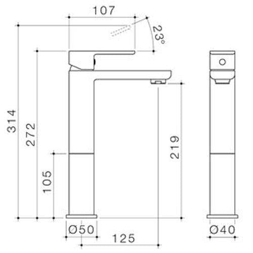 Luna Basin mixer Tower Brushed Brass Leadfree