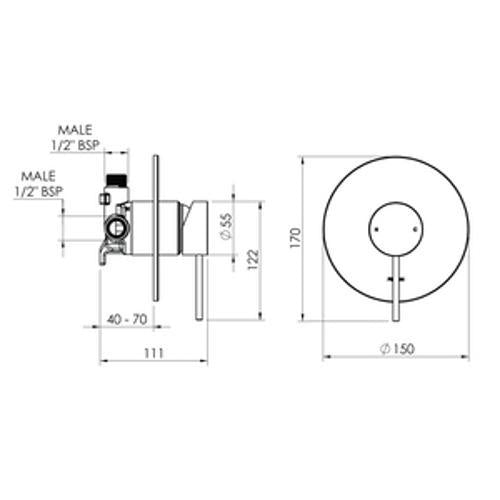 Linea Shower Mixer All Pressures - Felton 150mm Chrome